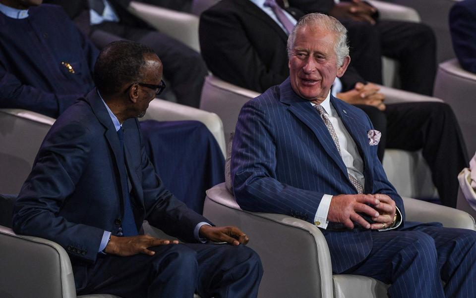 The Prince of Wales chatting with Paul Kagame, the president of Rwanda - SIMON MAINA 