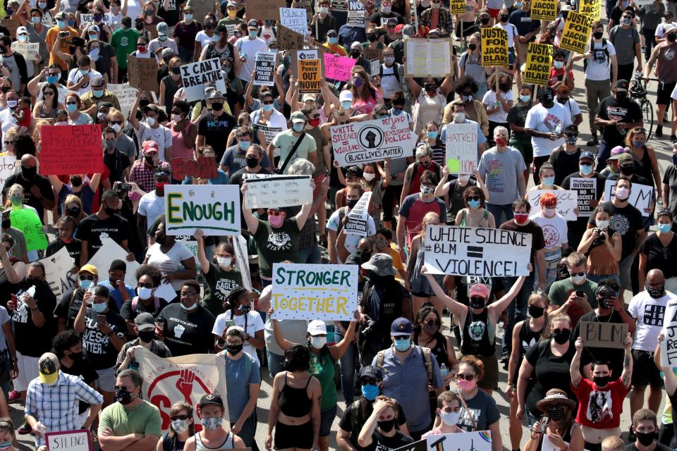 Protesters on Aug. 29, 2020, in Kenosha, Wisconsin.