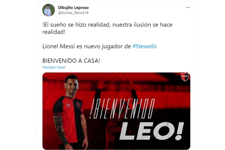 Los fanáticos de Newell's fueron los primeros que saltaron a las redes sociales a darle la bienvenida a Lionel Messi al club de sus amores