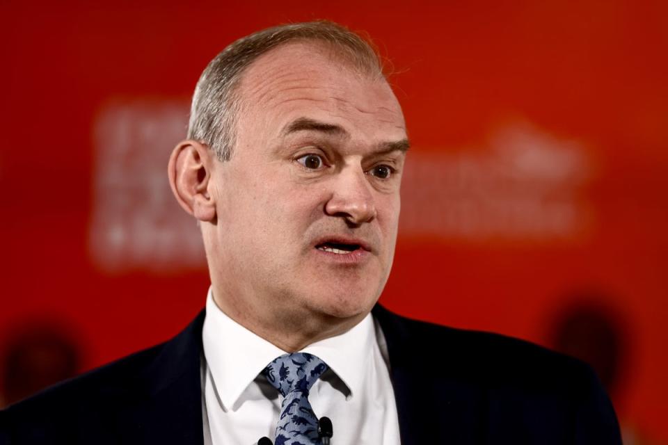 Ed Davey launching the Lib Dem manifesto (Getty Images)