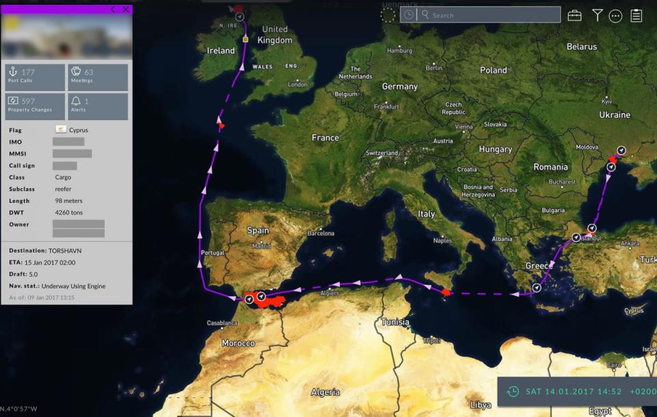 A Cyprus-flagged cargo ship made several 'suspicious stops' while tracking data disappeared off the coast of Algeria before journeying to the Scottish island of Islay (Windward)