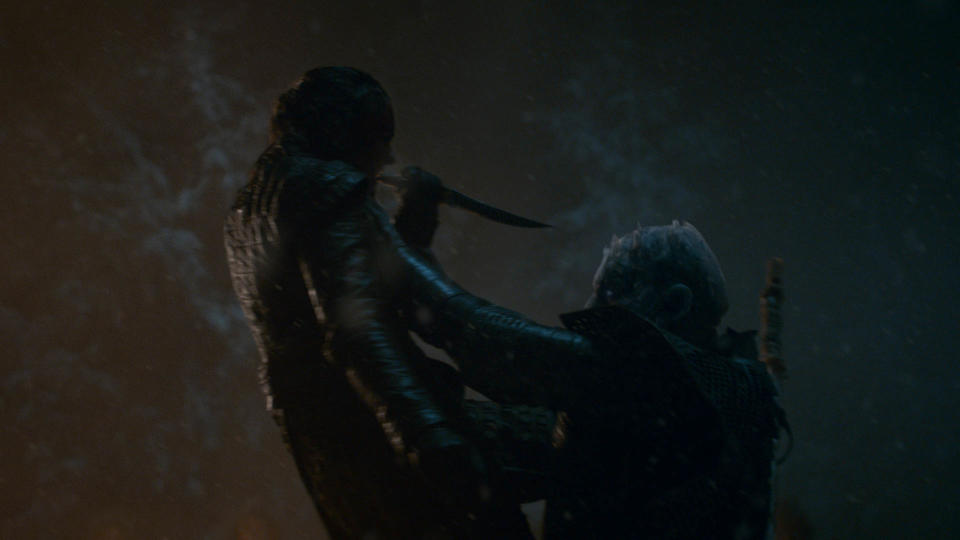 Arya Stark (Maisie Williams) tries to kill the Night King on Game of Thrones. | Helen Sloan/HBO