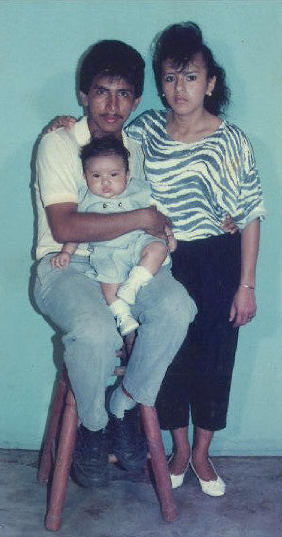 A photo of the author as a baby, with his parents. (Courtesy Javier Zamora)