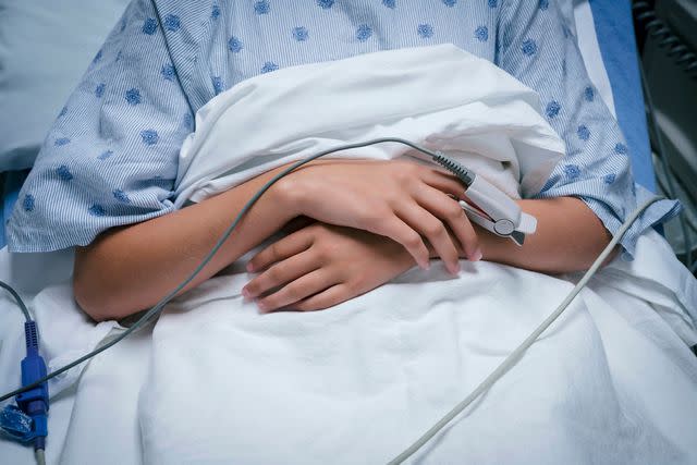 <p>getty</p> child in hospital bed -- stock image