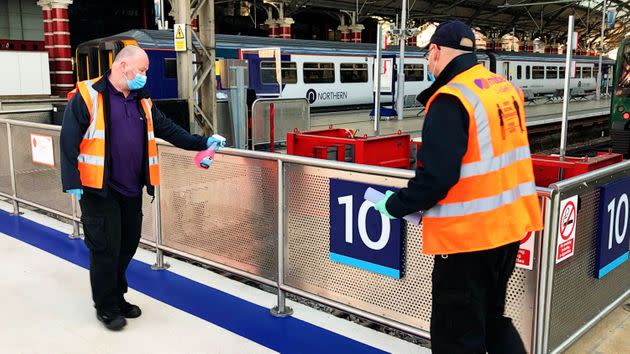 Network rail staff clean stations for Covid-19. (Photo: PA Media / Photographer)