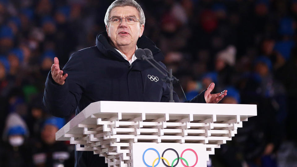 Thomas Bach, pictured here at the closing ceremony of the 2018 Winter Olympics. 