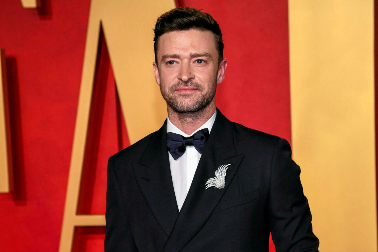 Justin Timberlake sur le tapis rouge de la soirée Vanity Fair des Oscar à Beverly Hills, le 10 mars 2024.   - Credit:Anthony Behar/Sipa USA/SIPA