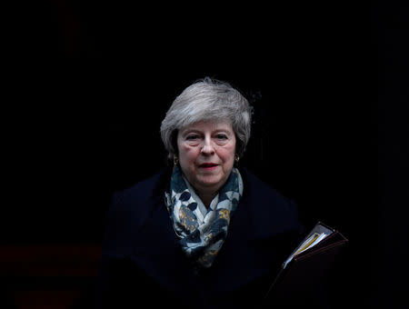 FILE PHOTO: Britain's Prime Minister Theresa May leaves 10 Downing Steet in London, Britain, December 17, 2018. REUTERS/Toby Melville/File Photo