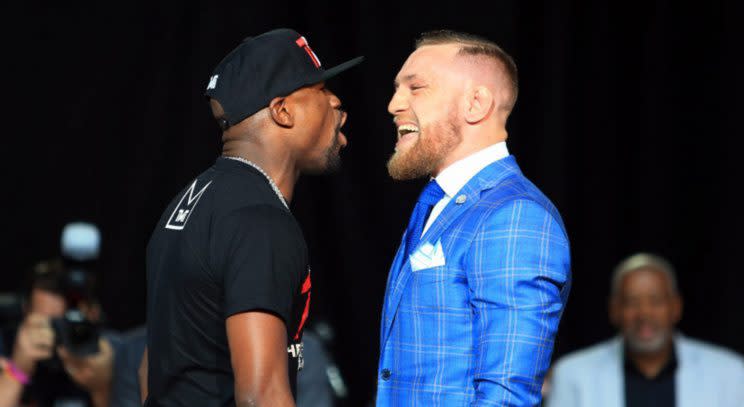 Floyd Mayweather and Conor McGregor had a staredown for the ages Wednesday (Getty)