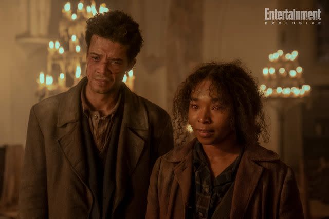 <p>Larry Horricks/AMC</p> Jacob Anderson as Louis De Point Du Lac and Delainey Hayles as Claudia