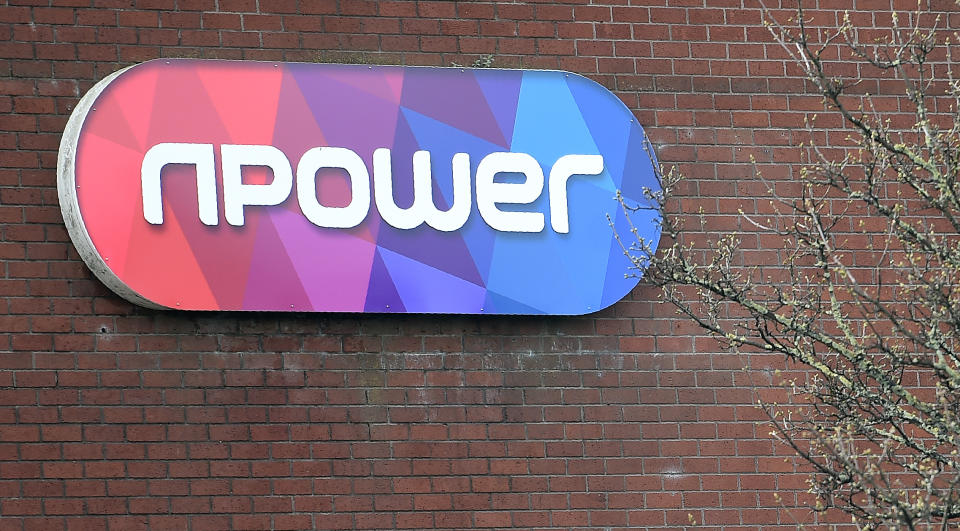 A picture shows the logo on the front of an office of British energy supplier npower in Hull, northeast England, on March 8, 2016.  British energy supplier npower, a unit of Germany's RWE, said it will axe 2,400 jobs after posting an annual loss on fierce competition, sliding sales and operational problems. / AFP / PAUL ELLIS        (Photo credit should read PAUL ELLIS/AFP via Getty Images)
