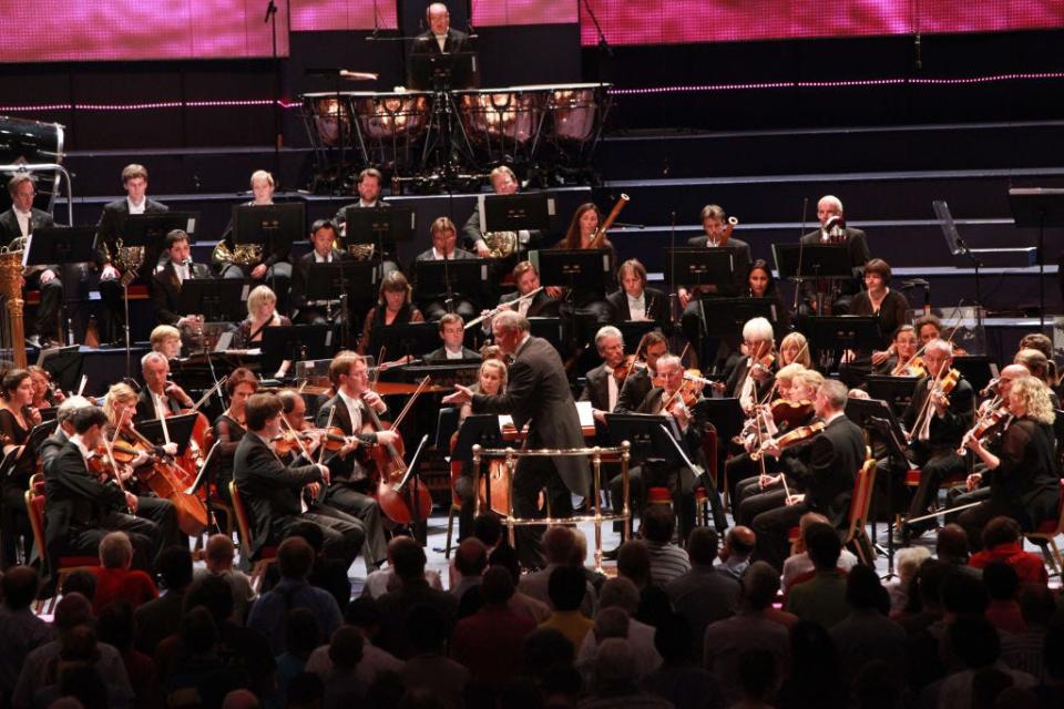 The London Symphony orchestra performing in 2022 at the Royal Albert Hall.