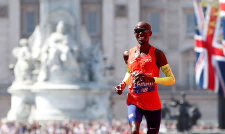 FILE PHOTO: Britain's Mo Farah finishes third in the London Marathon - London, Britain - April 22, 2018. REUTERS/Paul Childs/File Photo