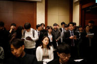 Jobseekers attend the 2018 Japan Job Fair in Seoul, South Korea, November 7, 2018. Picture taken on November 7, 2018. REUTERS/Kim Hong-Ji