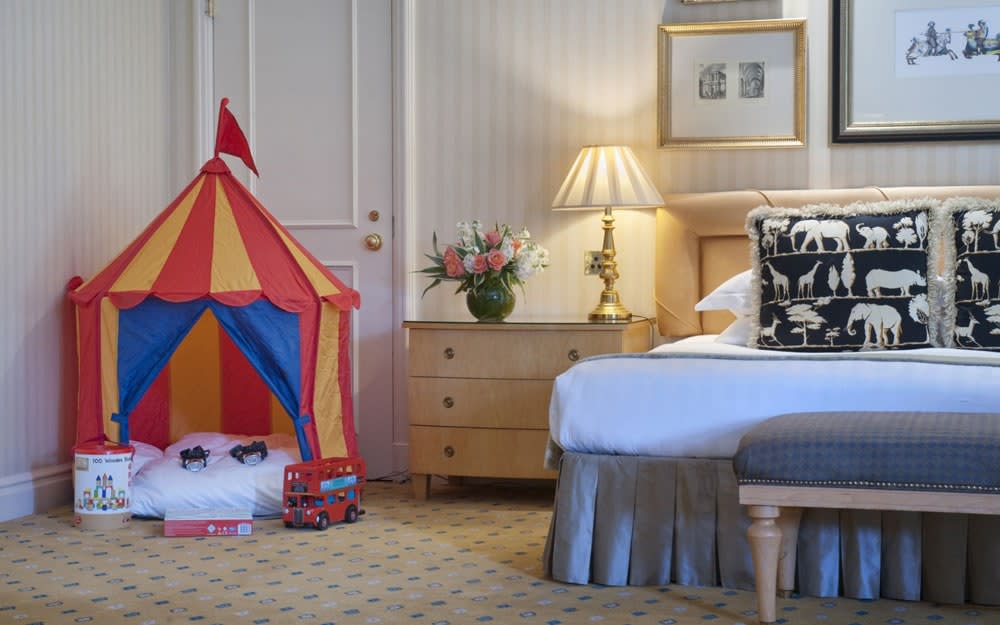 The Landmark London’s Family Escape package includes an indoor tent so that young ones can play at camping.