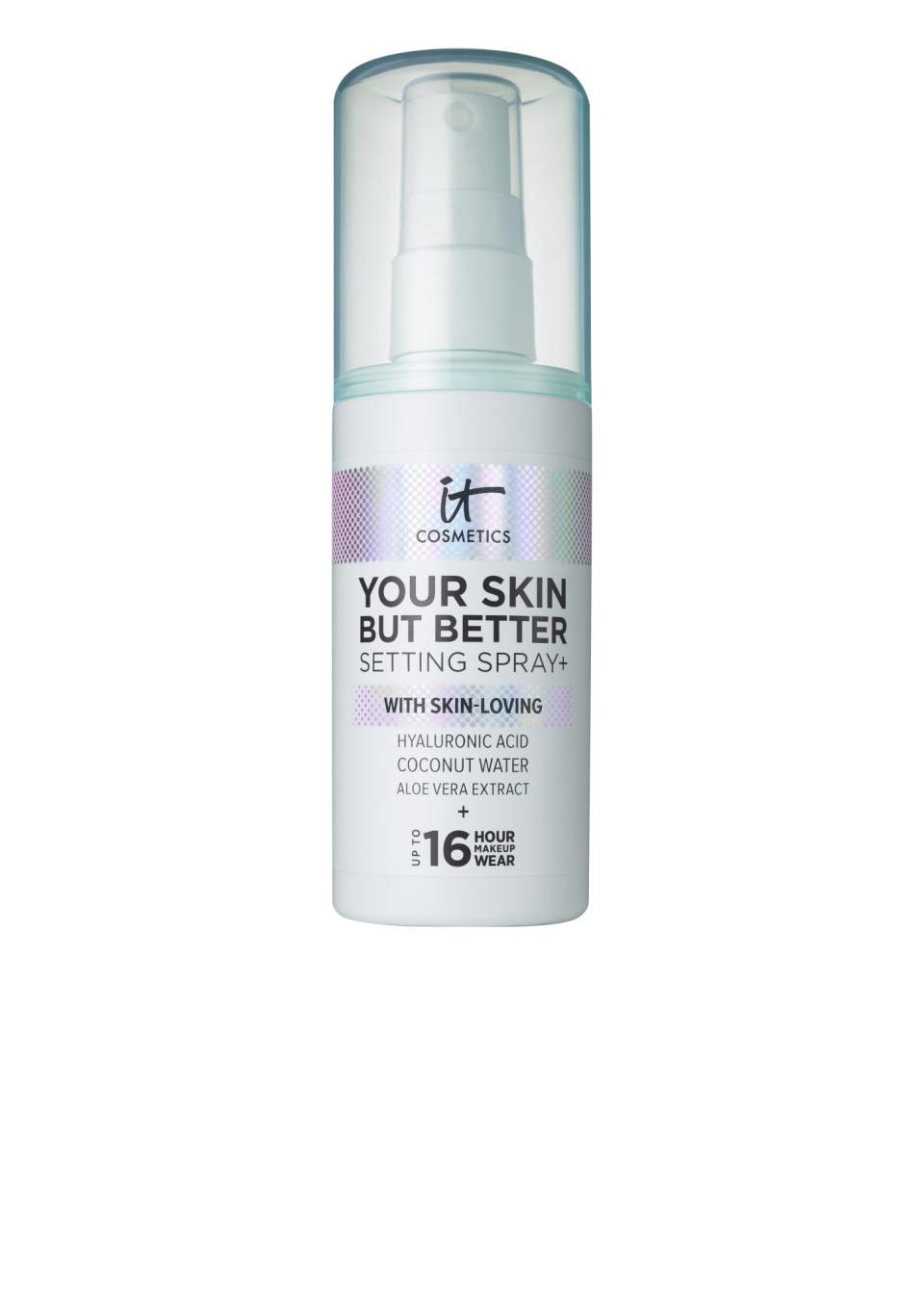 <p>Además de fijar el maquillaje y refrescar, con esta bruma te llevas un extra de hidratación y cuidados antiarrugas gracias a su fórmula rica en aceite de coco y ácido hialurónico.Your Skin But Better Setting Spray+, de IT Cosmetics.$28. <a href="https://www.itcosmetics.com/face/skincare/your-skin-but-better-setting-spray/ITC_869.html?gclid=EAIaIQobChMIiMr5tbbm6QIVTfDACh0chQNFEAAYASAAEgKE4_D_BwE" rel="nofollow noopener" target="_blank" data-ylk="slk:itcosmetics.com;elm:context_link;itc:0;sec:content-canvas" class="link ">itcosmetics.com</a></p>