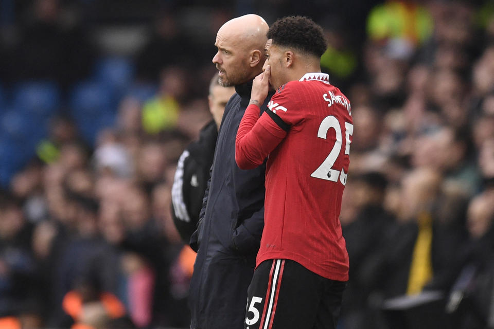 Jadon Sancho has claimed on social media that Erik ten Hag's claims he was poor in training this week were 'untrue' and added that he's been made a 'scapegoat'.