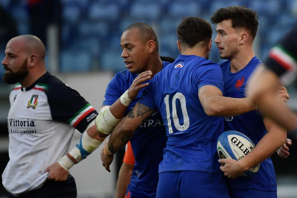 Debut delight: Ethan Dumortier scored a try on his first appearance for France (AFP via Getty Images)