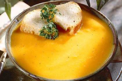 Carrot-and-Butternut Squash Soup with Parsleyed Croutons