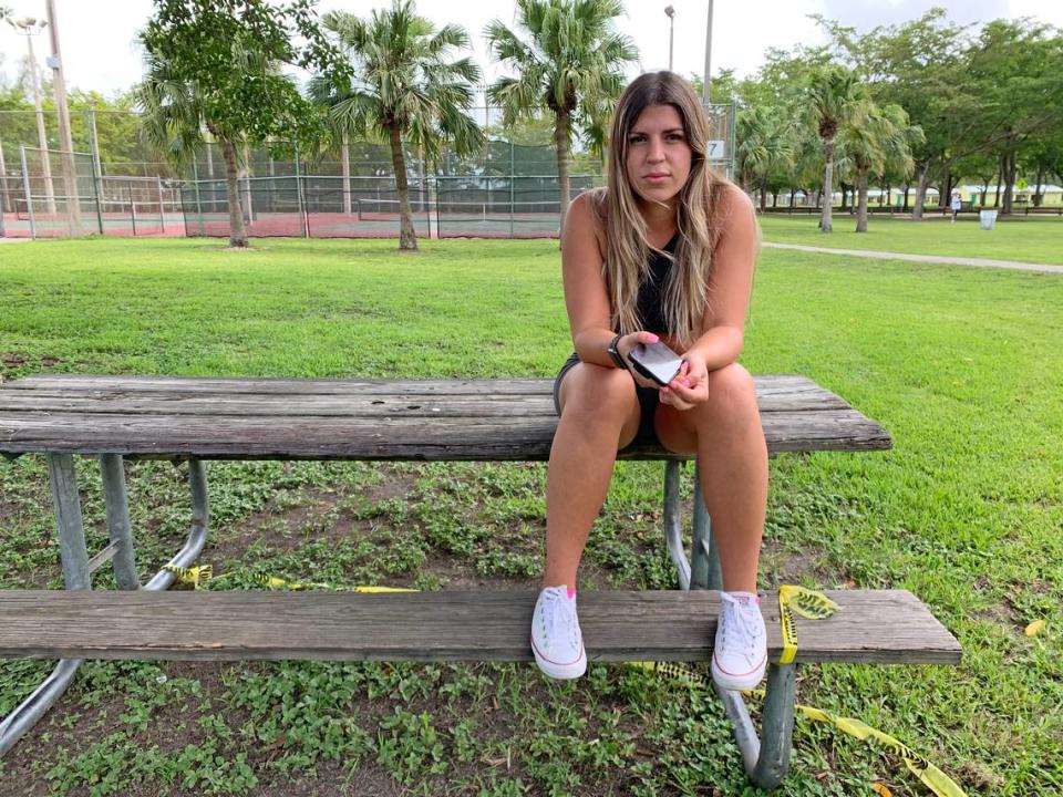 Monica Ochandategui, 26, went to Tropical Park to run on Saturday. She said when she comes to run, she leaves her mask in the car.