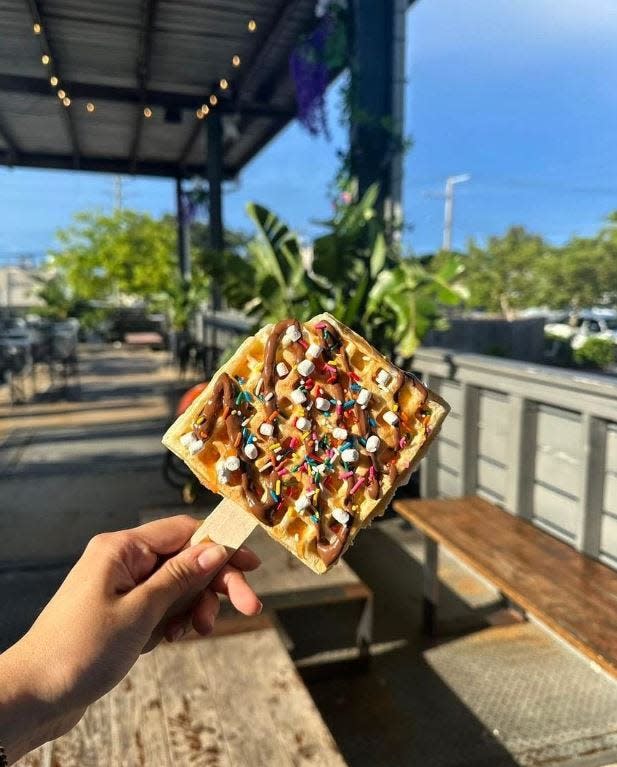 The yuca waffles at Nativus can be transformed in "waffle bombs" and combined with sauces like Nutella, guava, dulce de leche and more.