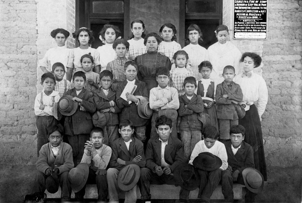 At the Blackwell School in the early 1900s in Marfa, Texas.