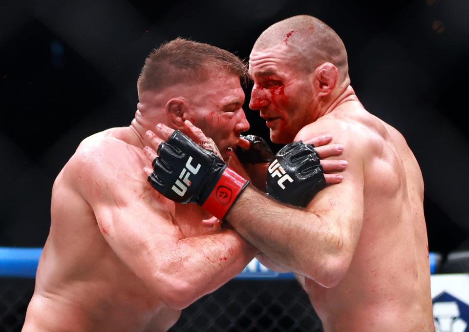 Sean Strickland (right) lost the middleweight belt to Dricus Du Plessis in January (Getty Images)