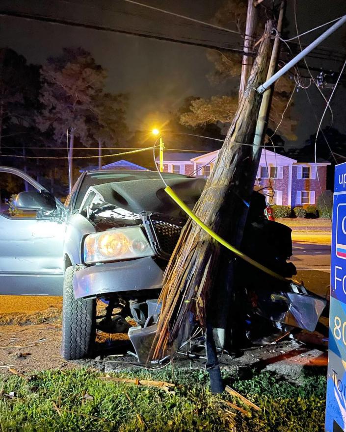 The man who crashed a van into utility poles has been arrested on multiple counts, Forest Acres Police Department said.  Forest Acres Police Department