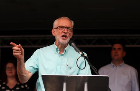 FILE PHOTO: Britain's opposition Labour Party leader Jeremy Corbyn speaks during a rally calling for a general election in London