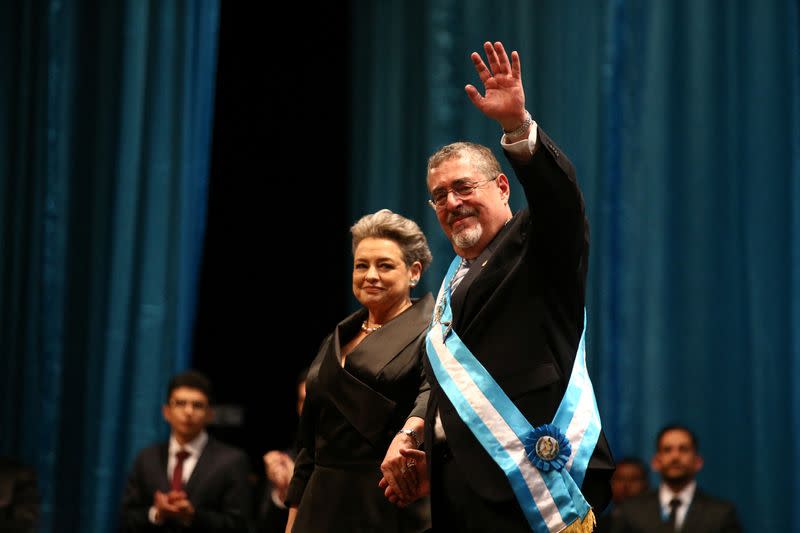 Bernardo Arevalo takes the oath of office as Guatemala's President, in Guatemala City