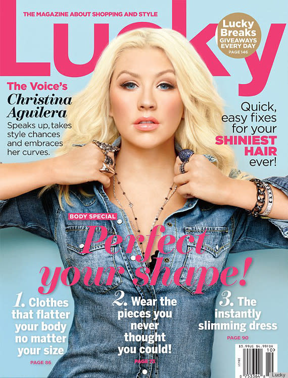 <div class="caption-credit"> Photo by: Lucky</div>When Christina Aguilera graced the October 2012 issue of Lucky, the image of her frozen face raised eyebrows with its wax-museum perfection.