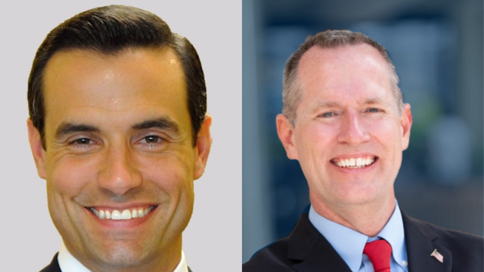 For Seat D in Boca Raton, candidates are Andy Thomson (left) and Brian Stenberg running to replace Monica Mayotte. Thomson served a four-year term on the council's Seat A beginning in 2018 while Stenberg lost a 2021 bid for Seat D.