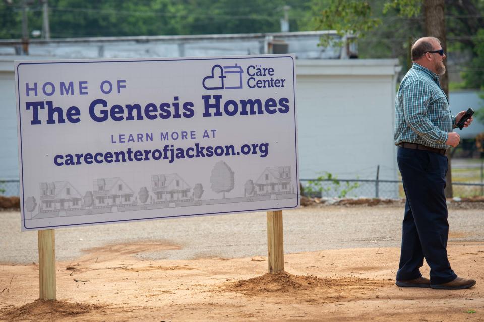 Billboard of the future grounds of the Care Center Genesis Homes project in Jackson, Tenn. on Wednesday, May 24, 2023.