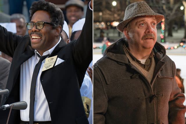 <p>David Lee/Netflix; Seacia Pavao/FOCUS FEATURES</p> Colman Domingo in 'Rustin' and Paul Giamatti in 'The Holdovers'