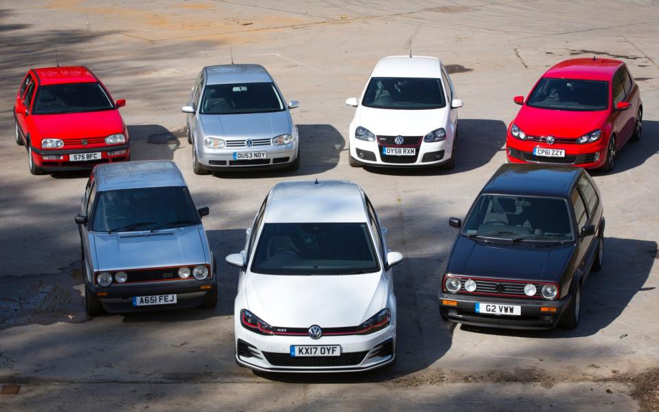 All seven generations of Volkswagen Golf GTI - Credit: Jeff Gilbert