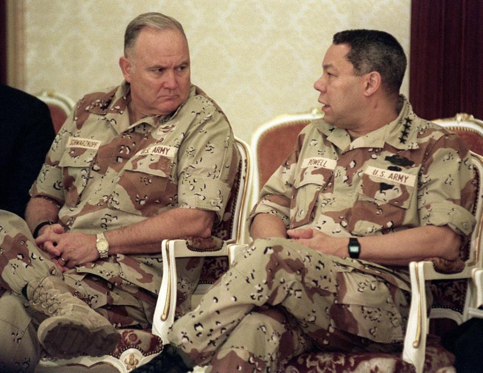 As chair of the Joint Chiefs of Staff, Powell oversaw 1991 operation to oust Saddam Hussein from Kuwait (AFP/Getty)