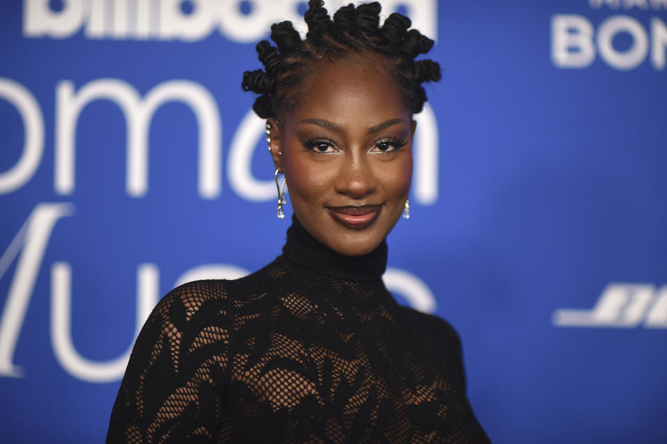 Tems arrives at the Billboard Women in Music Awards on Wednesday, March 6, 2024, in Inglewood, Calif. (Photo by Richard Shotwell/Invision/AP)