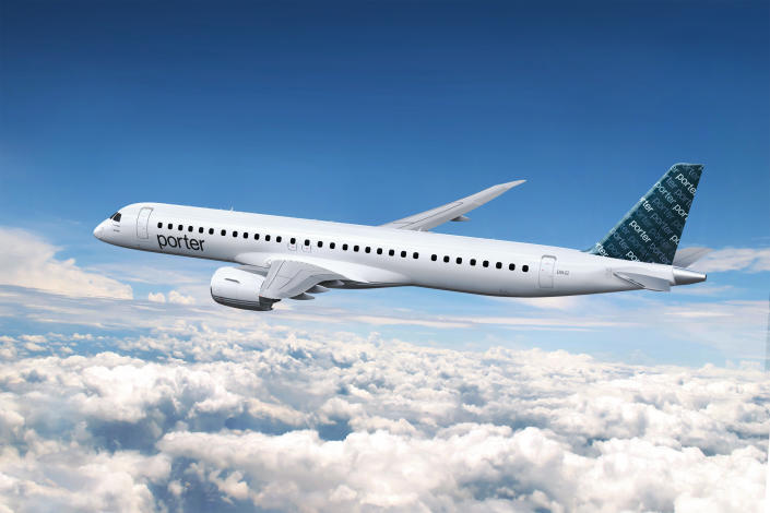 Porter Airlines will begin flying the Embraer E195-E2 jet from Toronto Pearson International Airport starting on Feb. 1. 