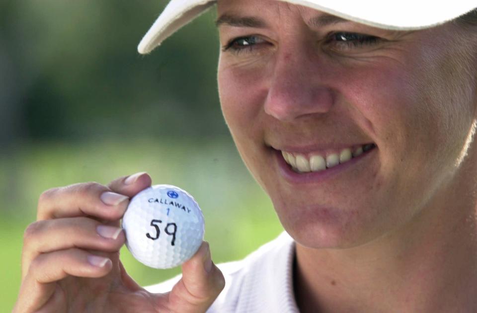 Annika Sorenstam became the first competitor to shoot a 59 in an LPGA tournament, during the second round of the Standard Register Ping in Phoenix in 2001.