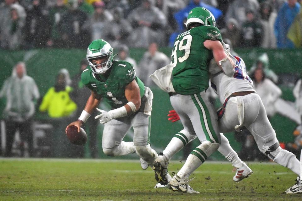 With his game-ending touchdown run in overtime last week, Eagles quarterback Jalen Hurts leads all quarterbacks in rushing TDs with 11, and is tied for second among players at all positions.