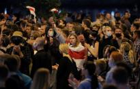 Belarusian opposition supporters protest against presidential election results in Minsk