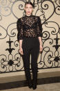 <p><strong>1 October</strong> Rooney Mara opted for a sheer Givenchy shirt and trousers with a dark red lip.</p>