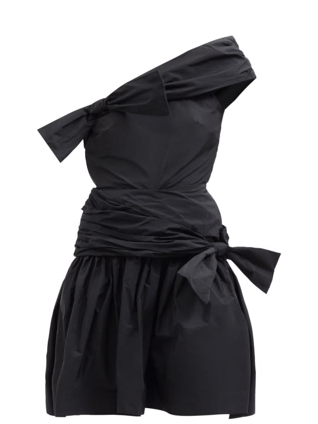 <p>Molly Goddard Meredith Bow One-Shoulder Taffeta Mini Dress, $625 (from $1,305), <a href="https://rstyle.me/+k2aKCszjFk9rjo4DH_Fh9A" rel="nofollow noopener" target="_blank" data-ylk="slk:available here;elm:context_link;itc:0;sec:content-canvas" class="link ">available here</a> (size US 2-US 12). </p>