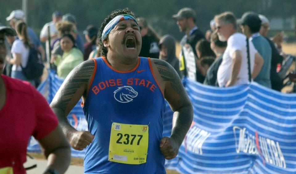 William Ramírez, 27, of Las Vegas, competed in the Two Cities Half Marathon on Nov. 5, 2023.