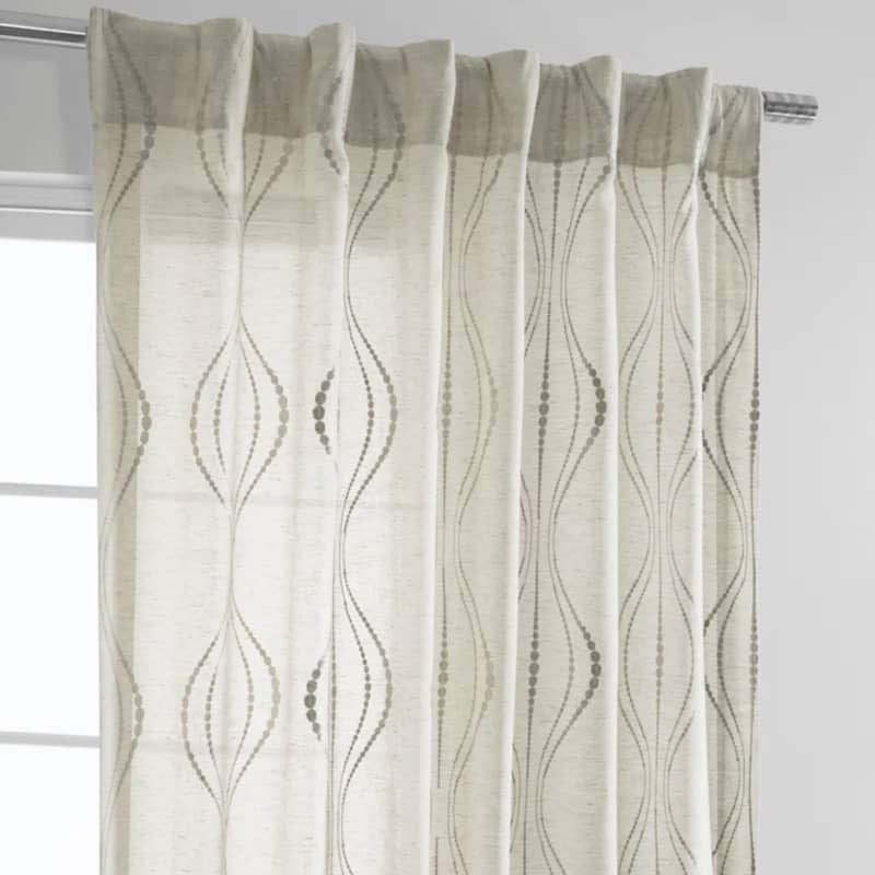 Alefiyah Embroidered Faux Linen Sheer Curtains, 50" x 84"