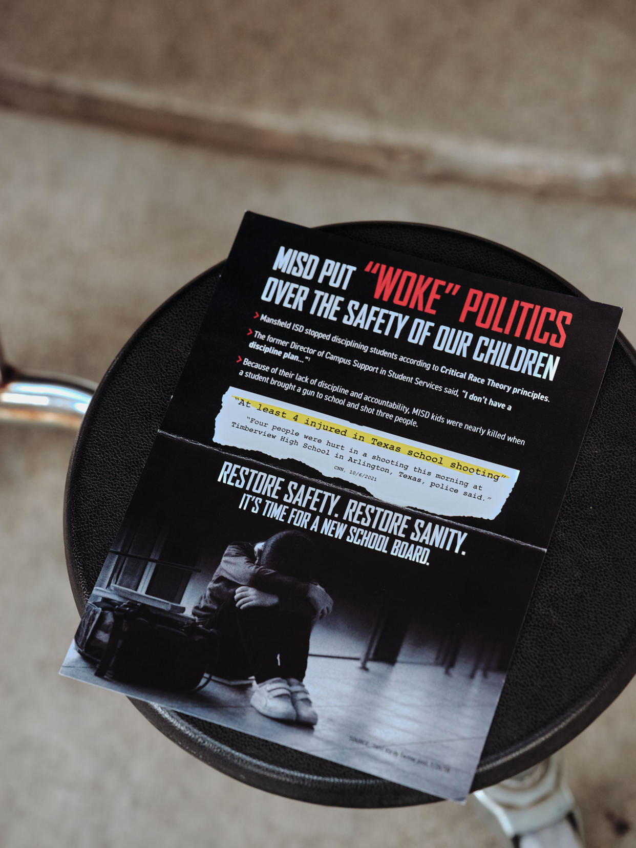 Patriot Mobile Action sent thousands of political mailers warning residents in Southlake, Keller, Grapevine and Mansfield that critical race theory was endangering their children. (Zerb Mellish for NBC News)