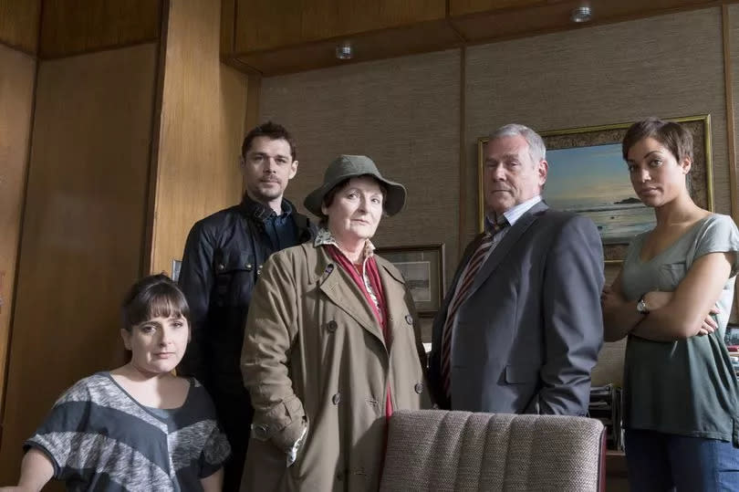 LISA HAMMOND as Helen, KENNY DOUGHTY as DS Aiden Healy, BRENDA BLETHYN as Vera, JON MORRISON as DC Kenny Lockhart and CUSH JUMBO as DC Bethany Whelan in Vera