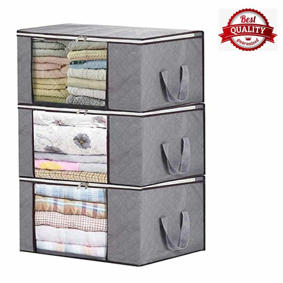 Storage Bag Organizers, Large Clear Window & Carry Handles, Great for Clothes, Blankets, Closets, Bedrooms, and More(