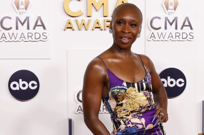 "Wicked" star Cynthia Erivo arrives on the red carpet at the CMA Awards at Bridgestone Arena in Nashville in 2023. File Photo by John Angelillo/UPI