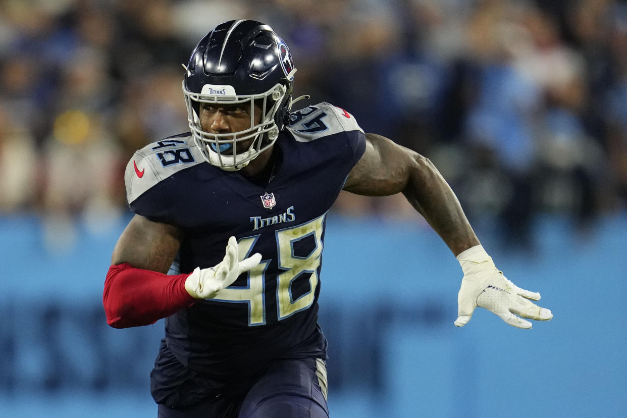 Bud Dupree recorded seven sacks in two seasons for the Titans. (Photo by Cooper Neill/Getty Images)